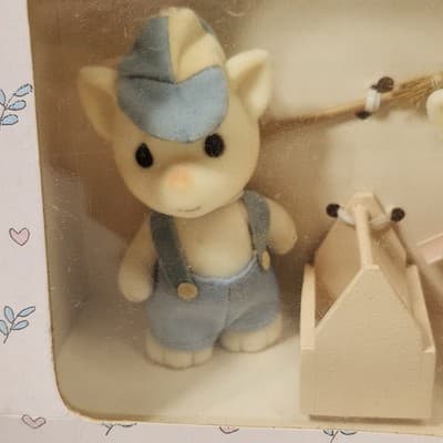 Vtg 1988 Applause Precious Moments Noah’s Ark Mitsy and Nicky Flocked Cat Figure - Thumbnail 3