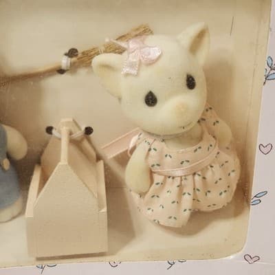 Vtg 1988 Applause Precious Moments Noah’s Ark Mitsy and Nicky Flocked Cat Figure - Thumbnail 2