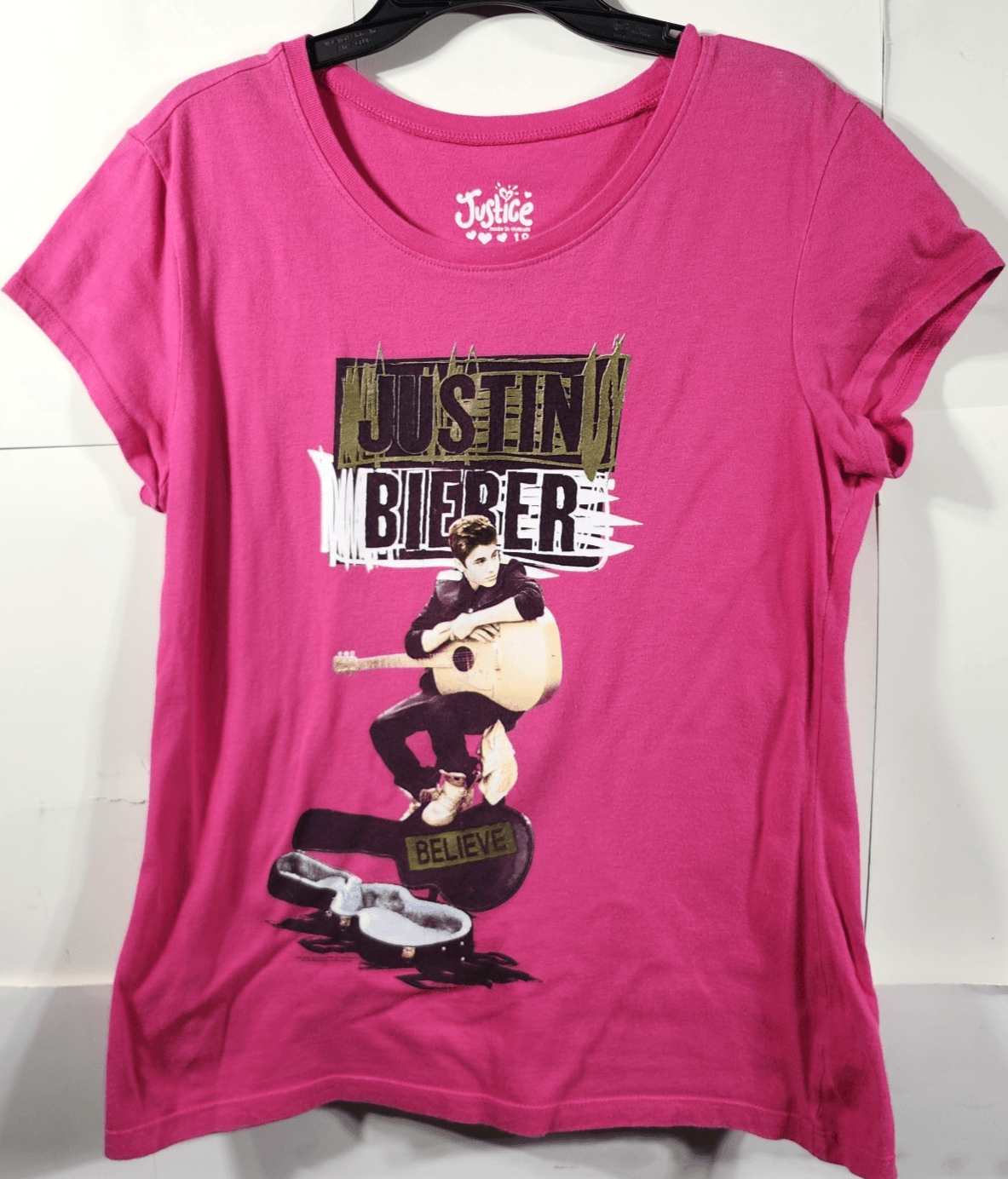 Justice Girl's Justin Bieber Believe Tour 2012 Pink Shirt Size 18 - Thumbnail 5