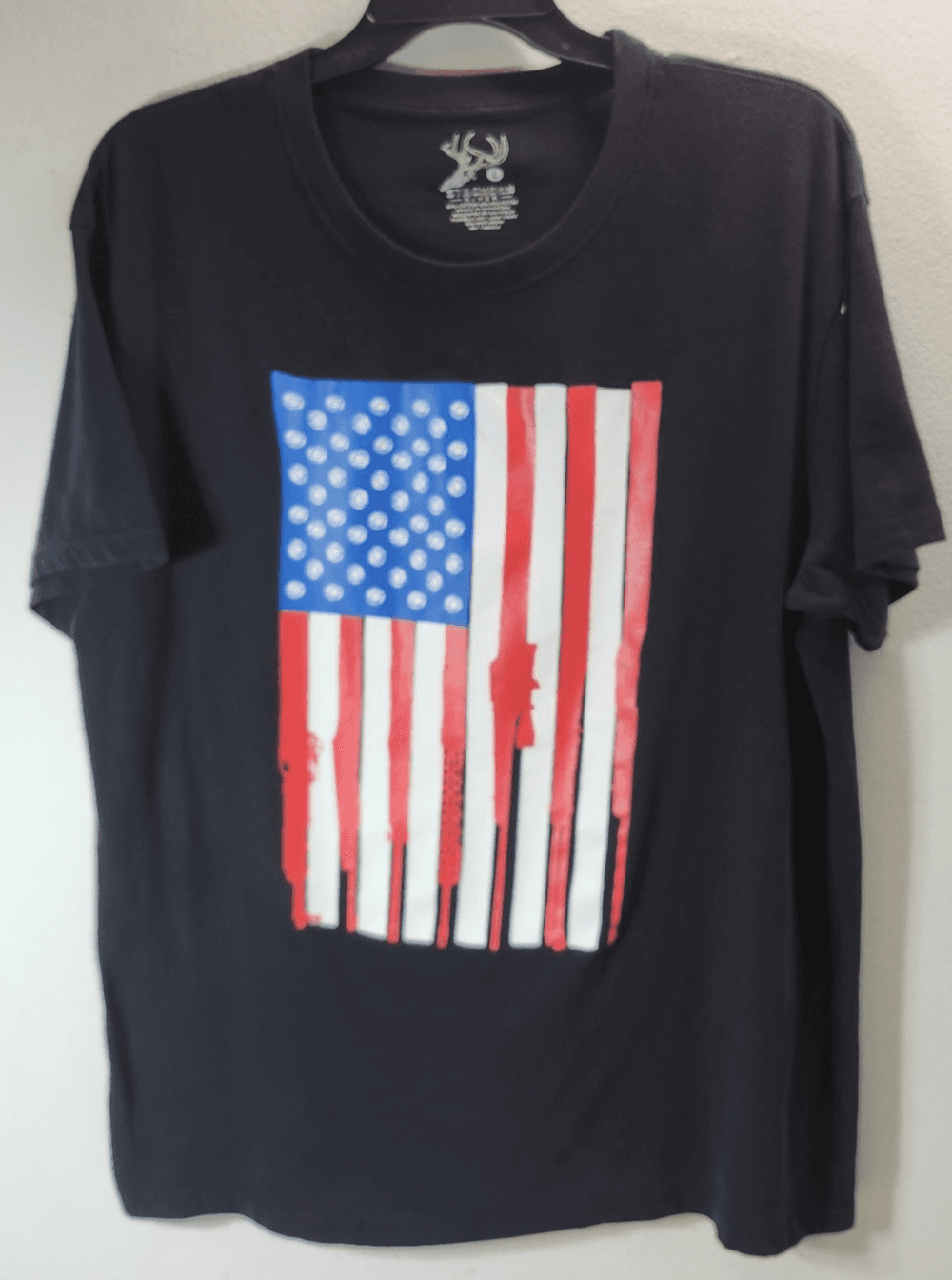 Staghorn River USA Flag Graphic Tshirt Size L Black Short Sleeve Patriotic - Thumbnail 5