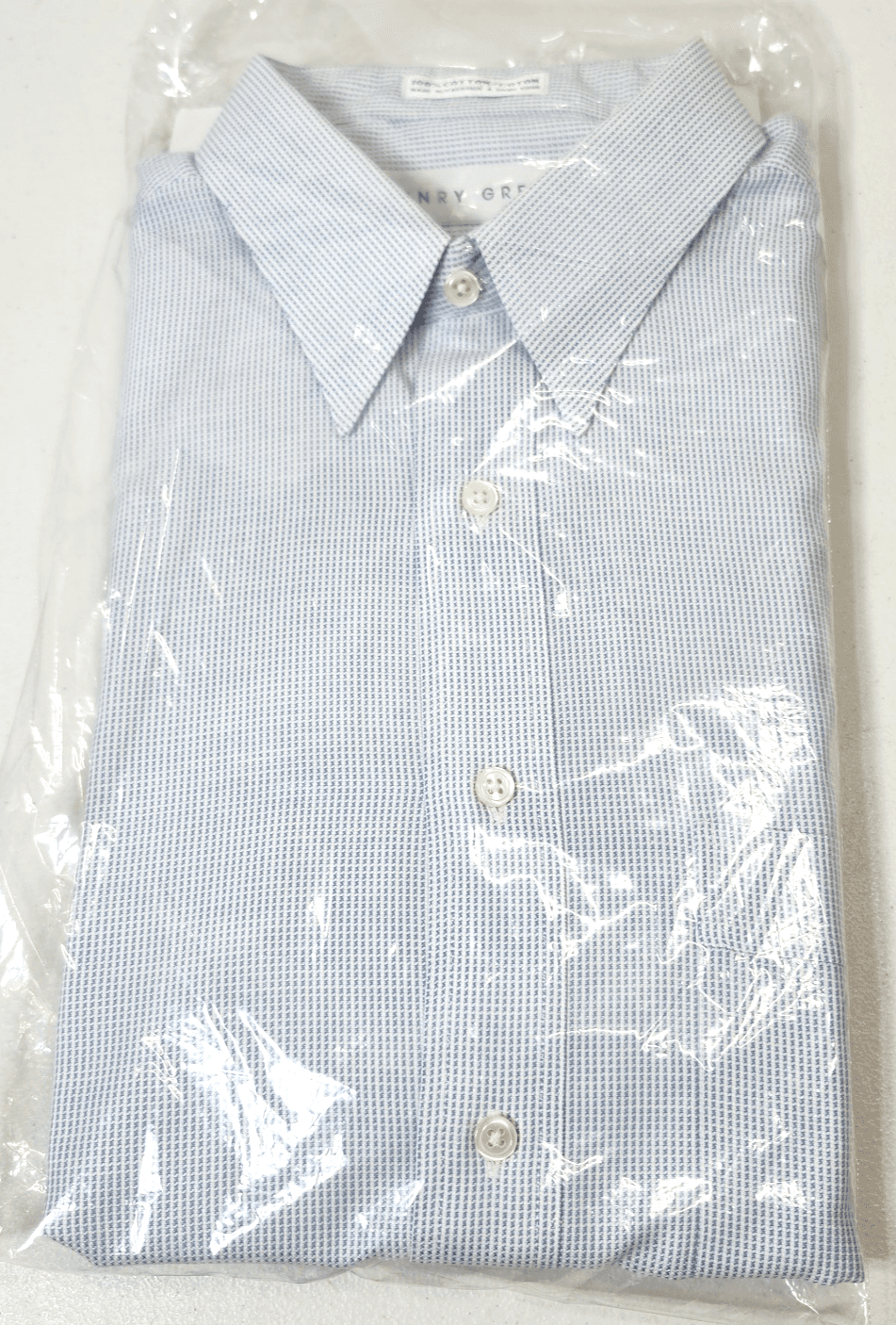 Henry Grethel Men's 16 Button Down Shirt Blue Cotton NEW - Thumbnail 2