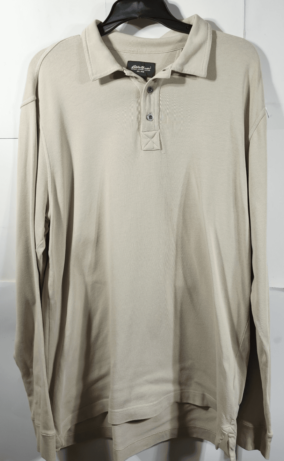 Eddie Bauer Men's Xl Tall Long Sleeve Polo Shirt Casual Preppy Beige - Thumbnail 5