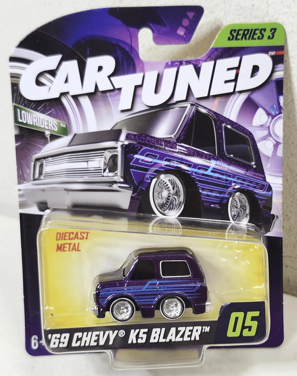 Car Tuned '69 Chevy K5 Blazer Lowrider Series 3 Purple 1/64 Toy Vehicle NEW