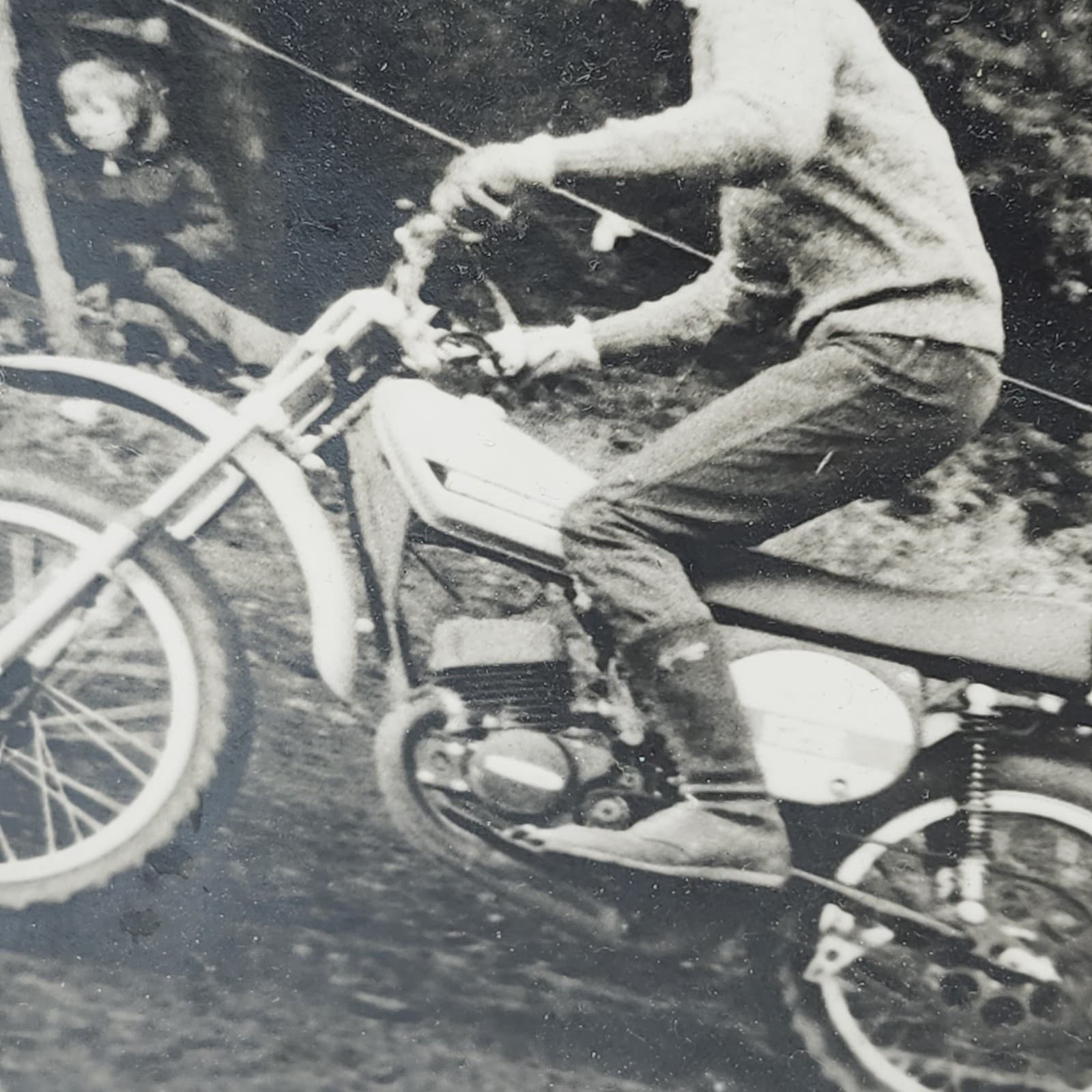 Daredevil Motorcycle Racing Old Photo Print Uphill Black & White 5X7 Art - Thumbnail 3