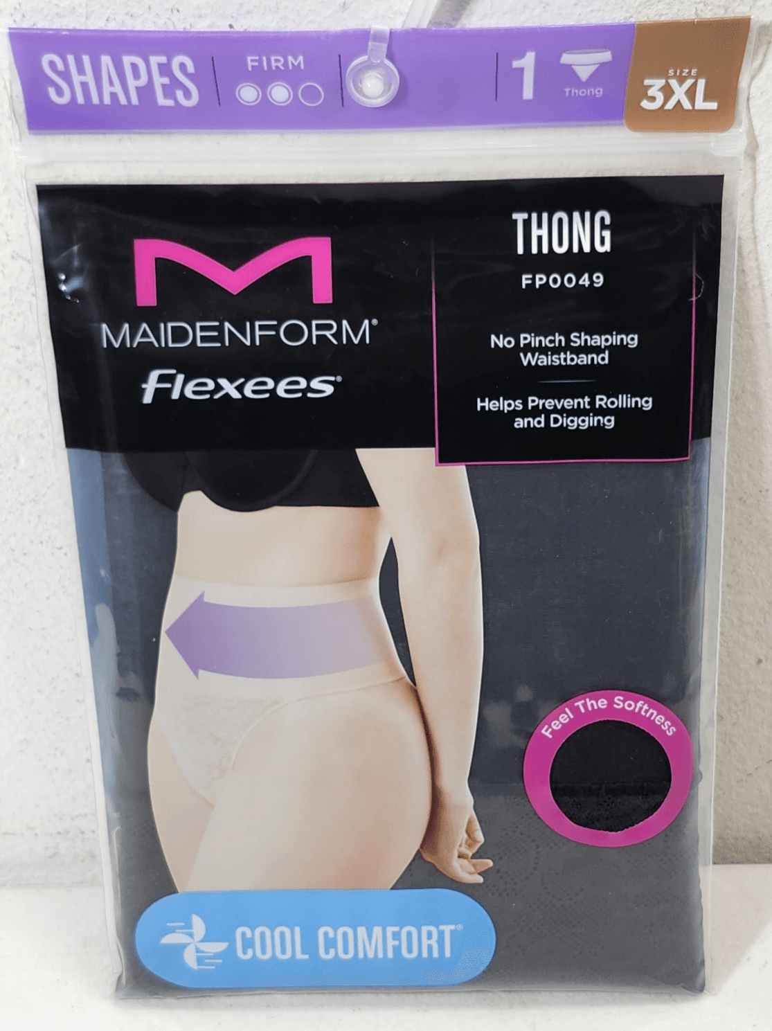 Maidenform Women's Lace Shaping Thong Size 3XL Black Flexees NEW