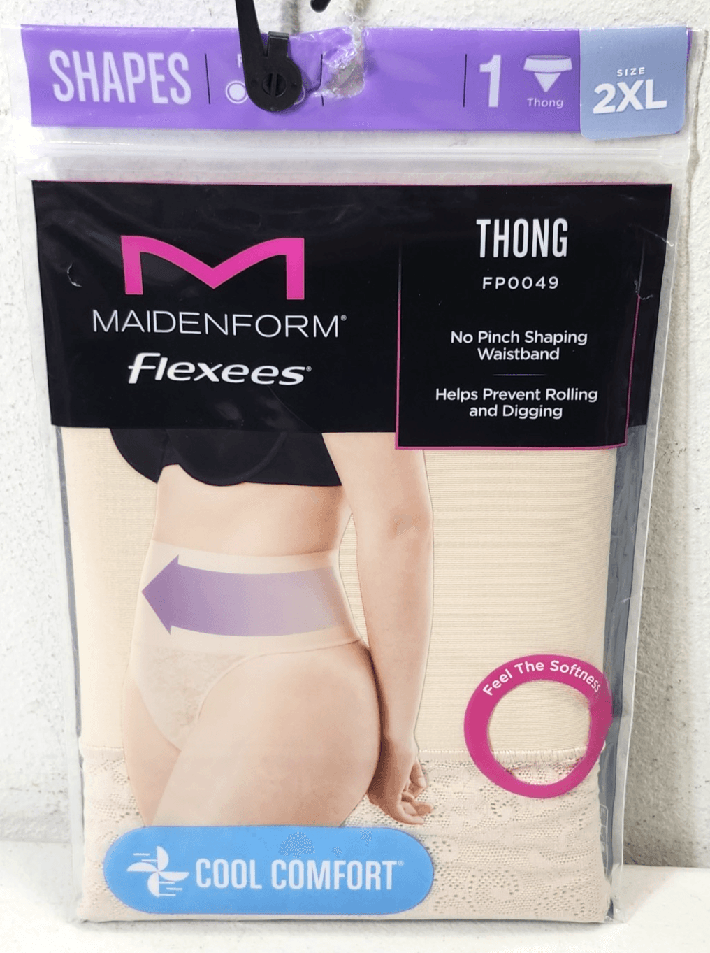 Maidenform Women's Lace Shaping Thong Size 2XL Beige Flexees NEW