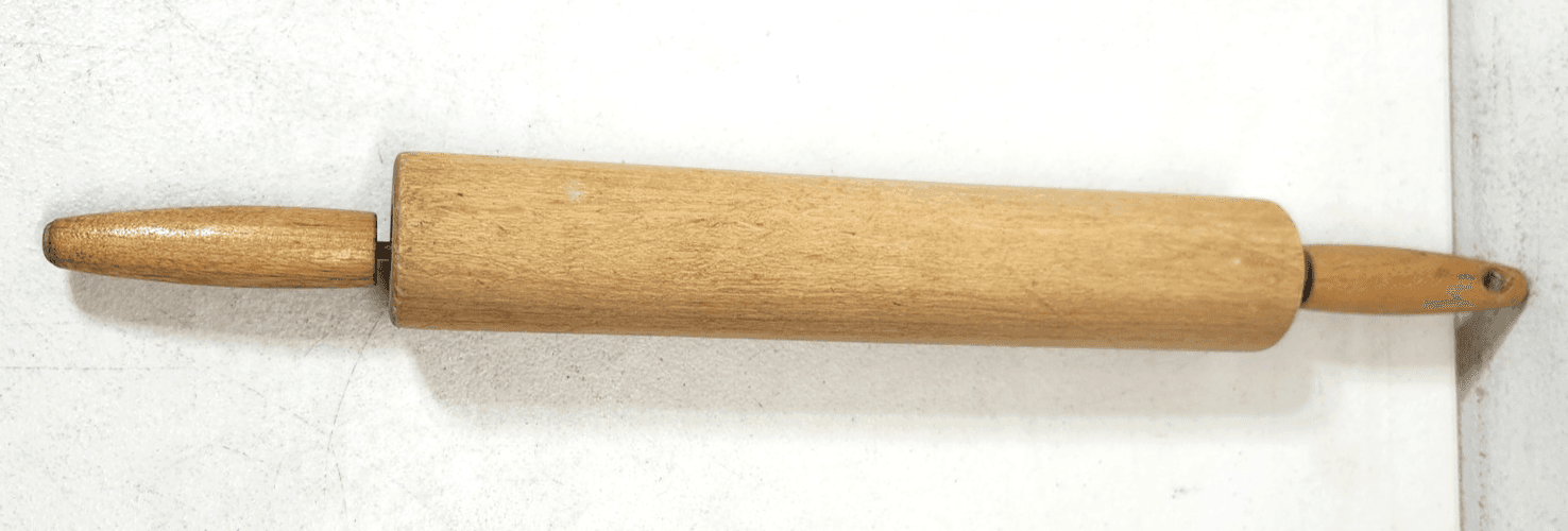 Vintage Wood Rolling Pin Old Rustic Primitive Kitchen Handles 17"
