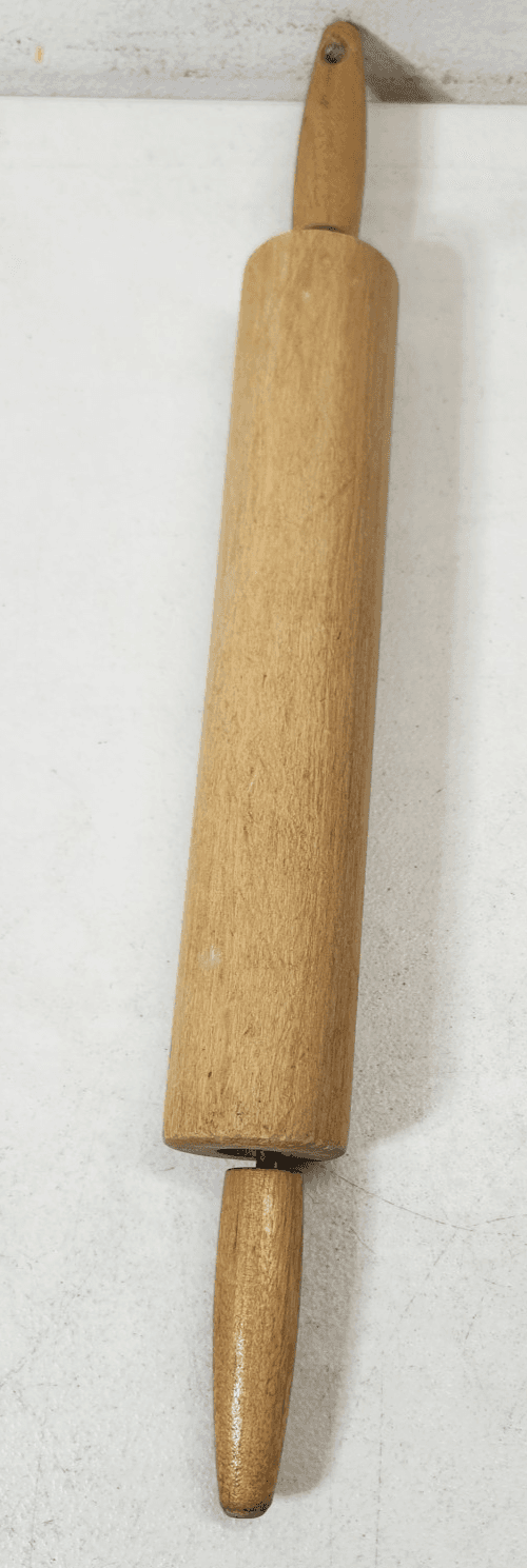 Vintage Wood Rolling Pin Old Rustic Primitive Kitchen Handles 17" - Thumbnail 2