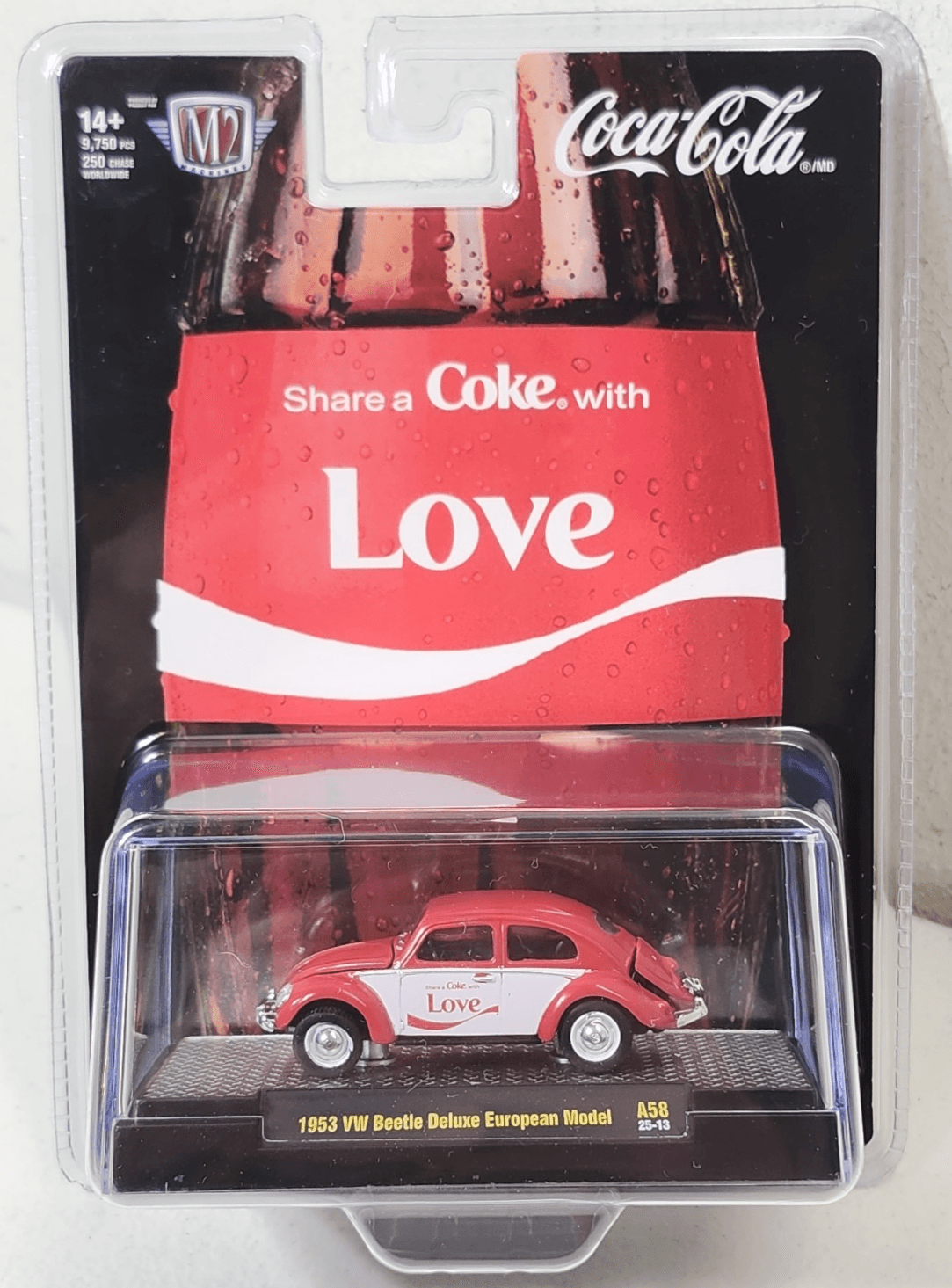 2025 M2 Machines Coke 1953 VW Beetle Deluxe European Model A58 Car 1/64 Toy NEW
