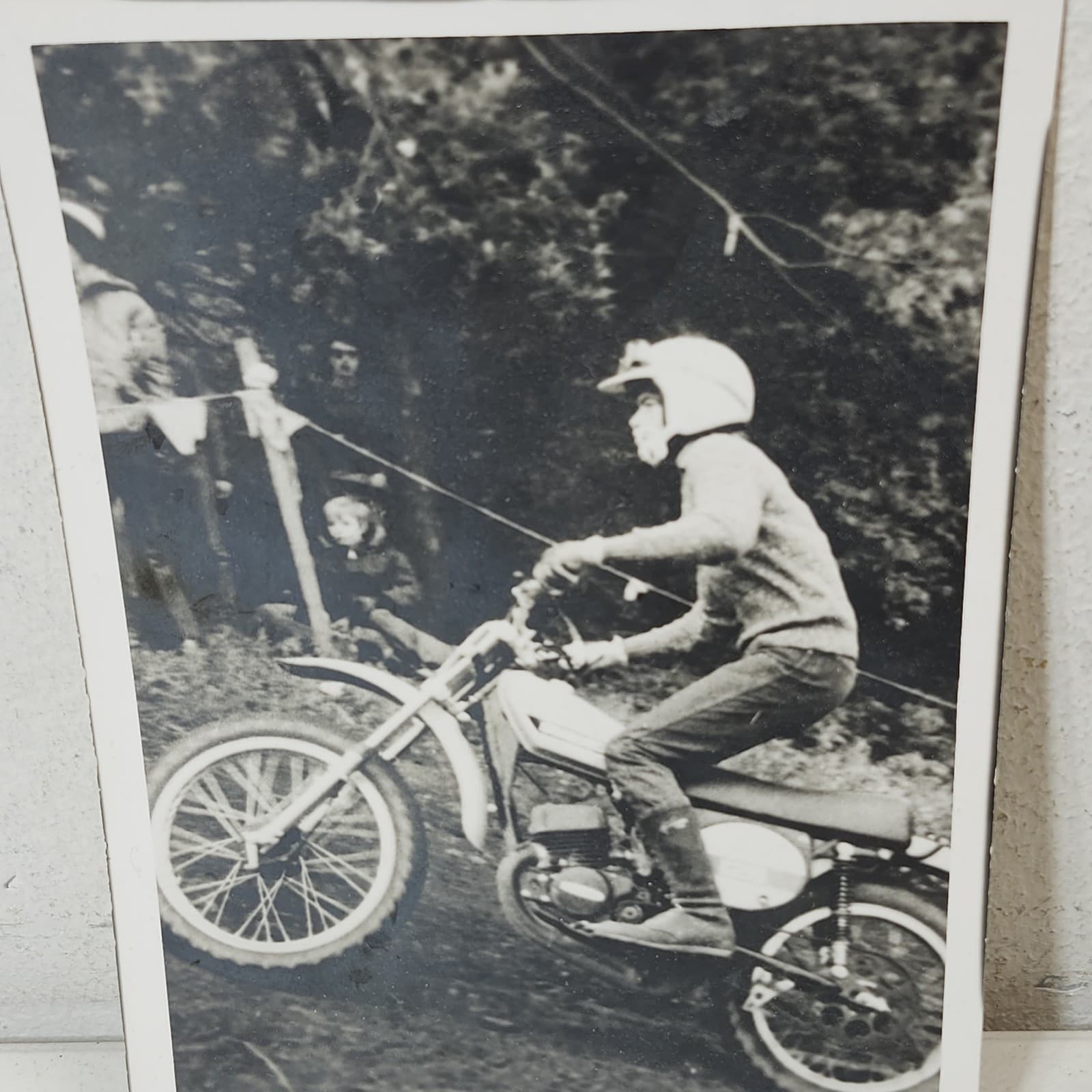 Daredevil Motorcycle Racing Old Photo Print Uphill Black & White 5X7 Art - Thumbnail 2