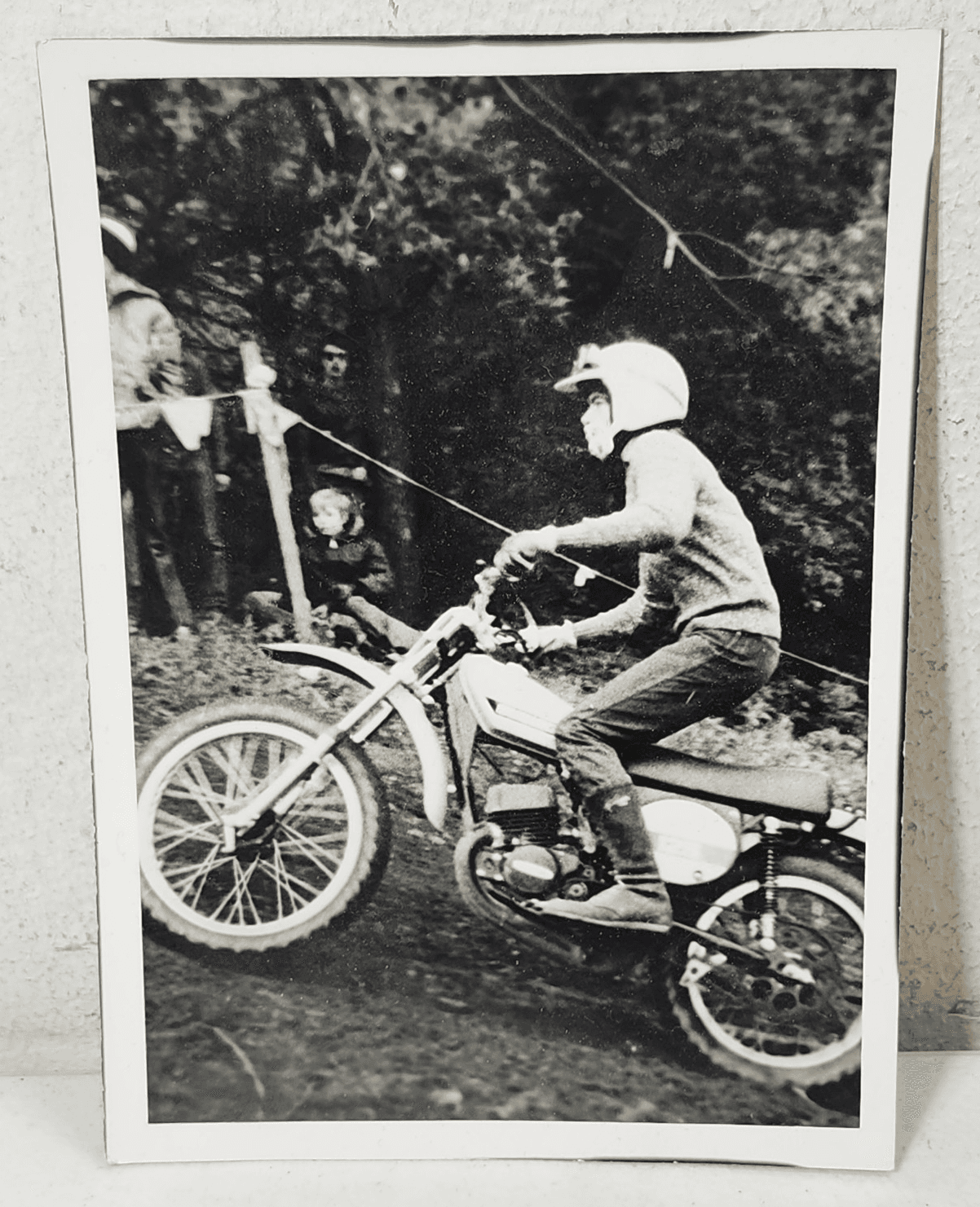 Daredevil Motorcycle Racing Old Photo Print Uphill Black & White 5X7 Art
