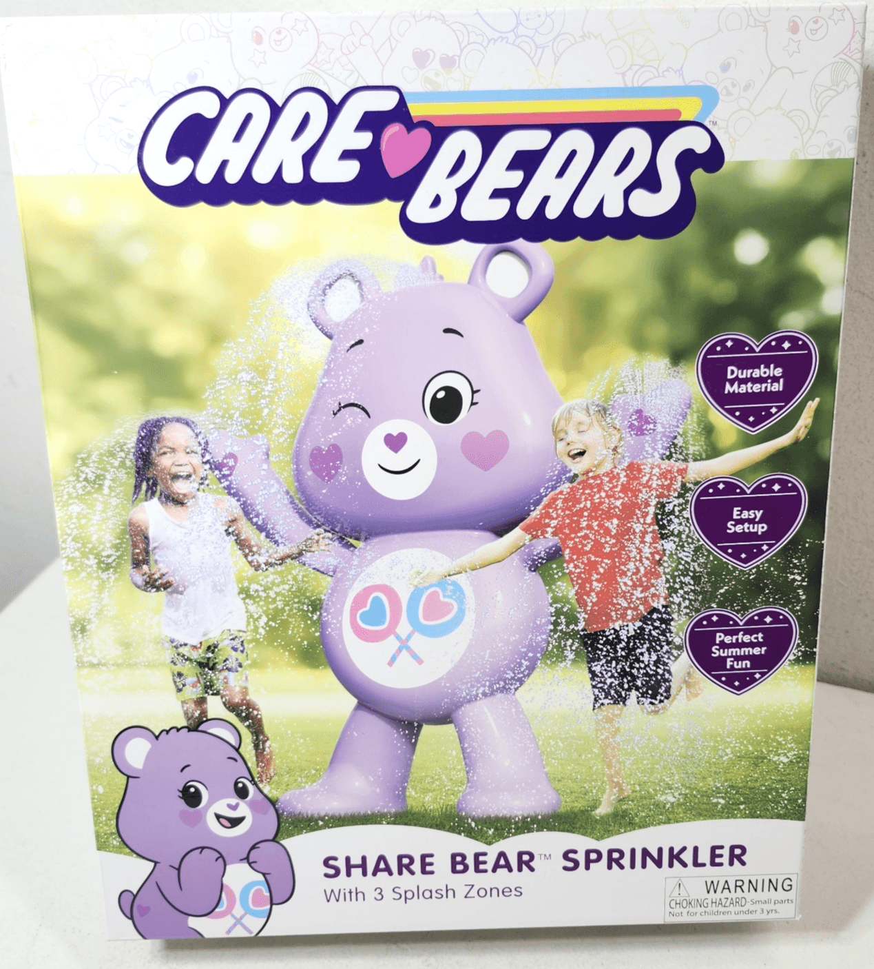 Care Bears Share Bear Purple Inflatable Sprinkler Water Kids Outdoor Toy NEW