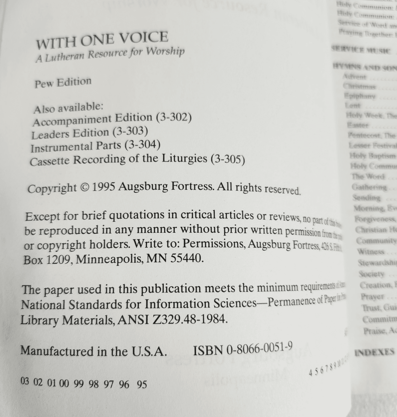 With One Voice A Lutheran Resource for Worship 1995 Softcover - Thumbnail 2