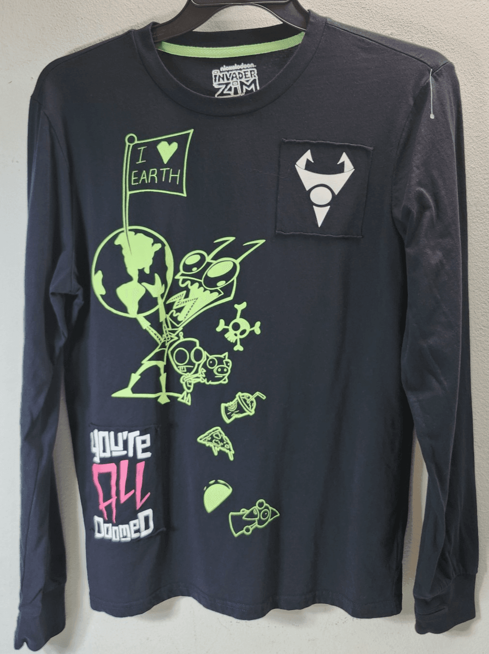 Invader Zim Long Sleeve Shirt Patchwork Hot Topic Size Small Black - Thumbnail 5