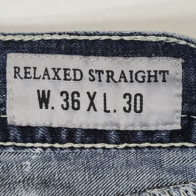 Vintage Faded Glory Men's Jeans Relaxed Fit Straight Leg Size 36 X 30 Blue Pants - Thumbnail 7