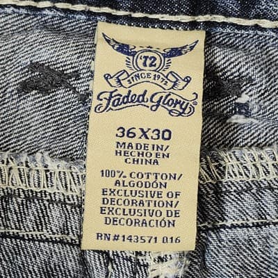 Vintage Faded Glory Men's Jeans Relaxed Fit Straight Leg Size 36 X 30 Blue Pants - Thumbnail 8