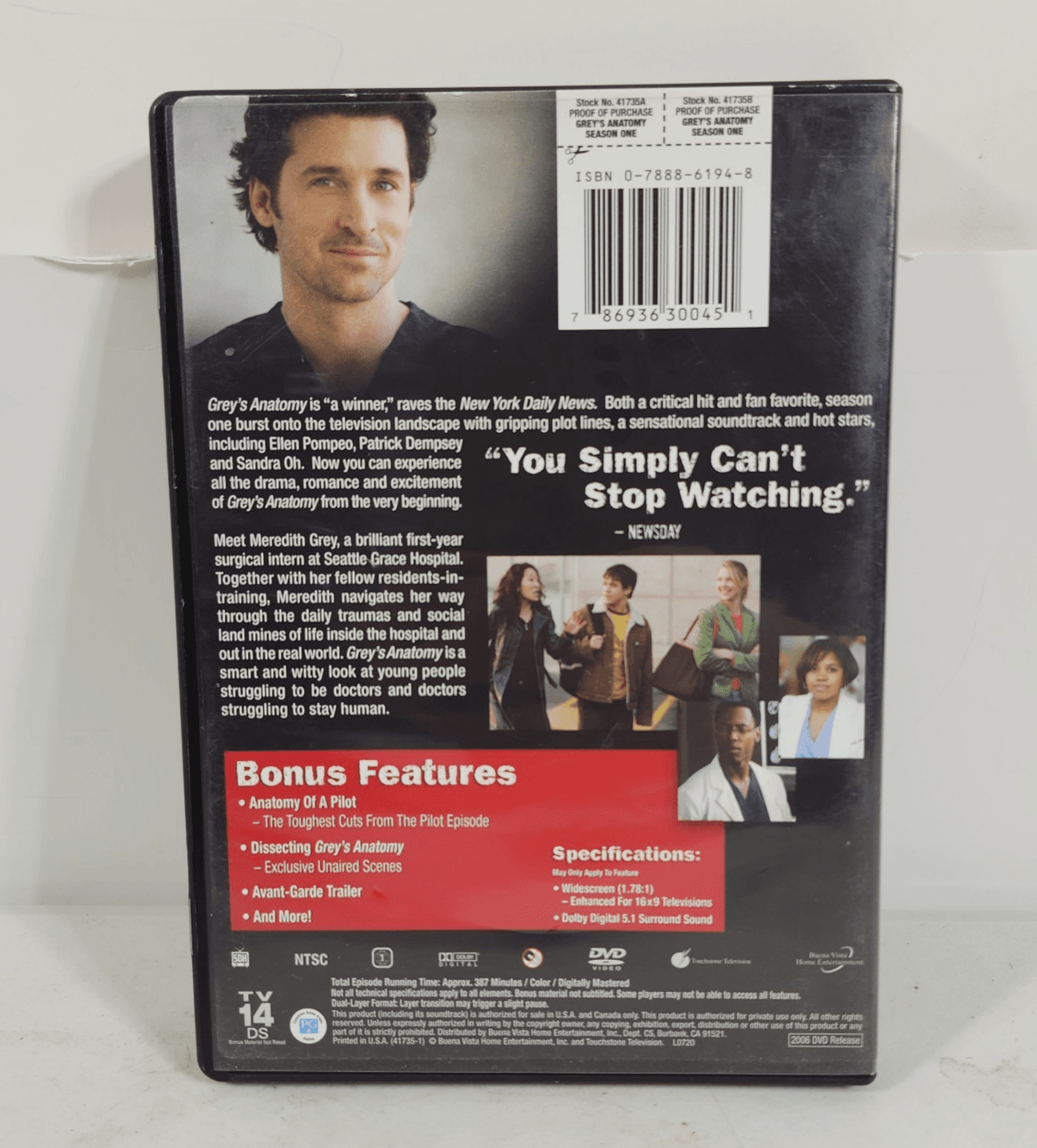 Greys Anatomy Season 1 DVD 2006 2 Disc Set - Thumbnail 5