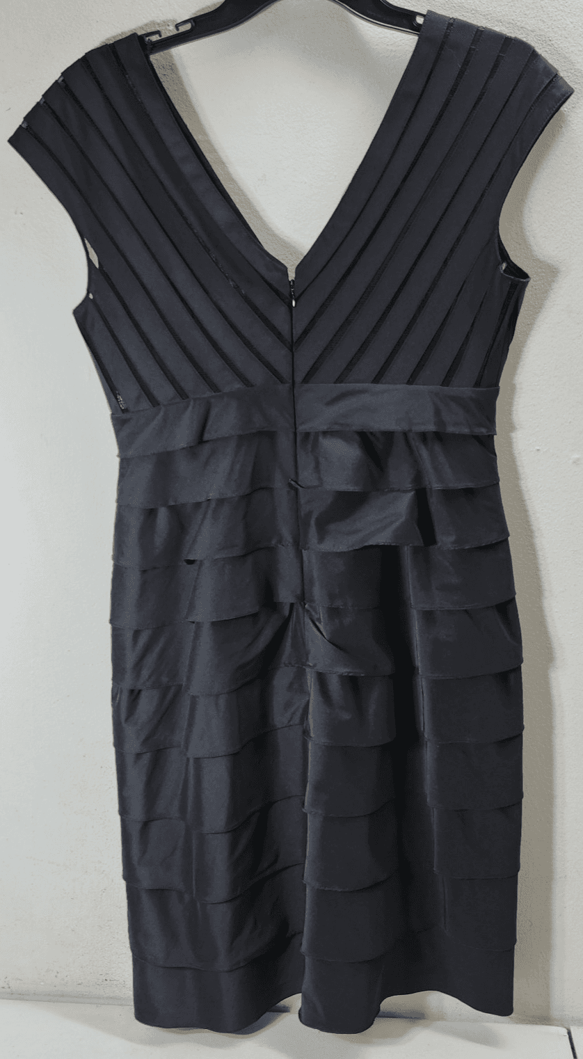 Adrianna Papell Sleeveless Banded Tiered Sheath Black Dress Size 10 - Thumbnail 7