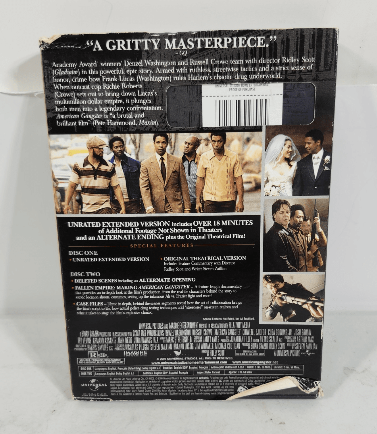 American Gangster (2-Disc Unrated Extended Edition) DVD Denzel Washington - Thumbnail 2