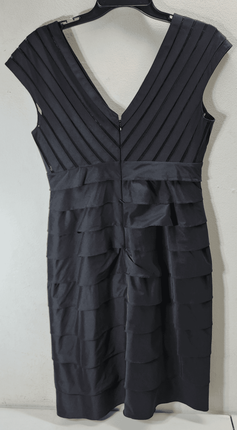 Adrianna Papell Sleeveless Banded Tiered Sheath Black Dress Size 10 - Thumbnail 5