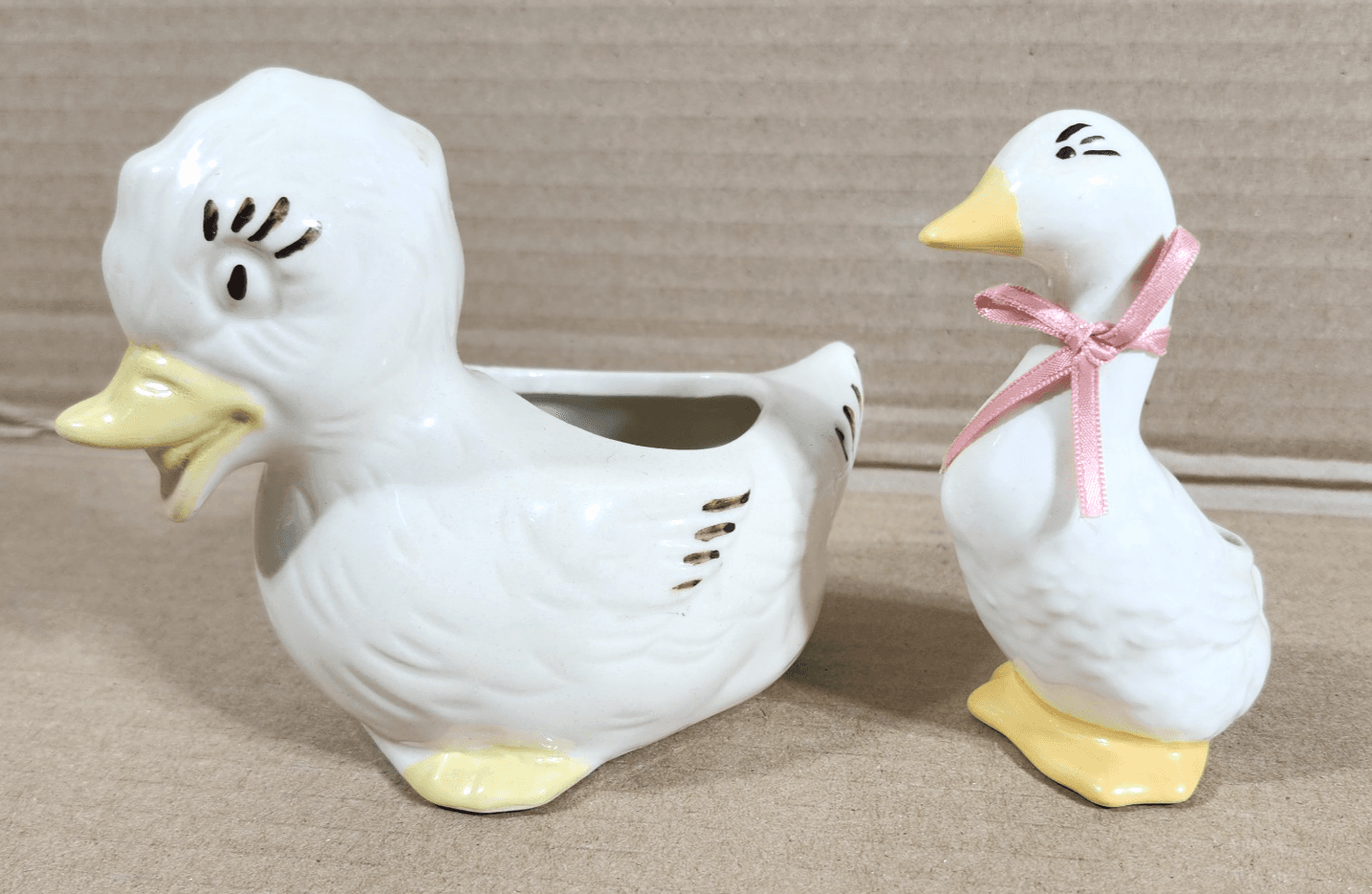 Vintage Ceramic Duck Planters Figurine Home Garden Decor
