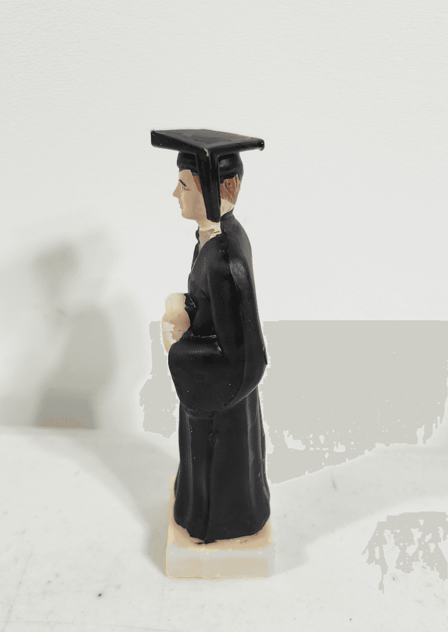 Vintage 4" Graduation Cake Topper Boy 1960's Made In Hong Kong Plastic - Thumbnail 3