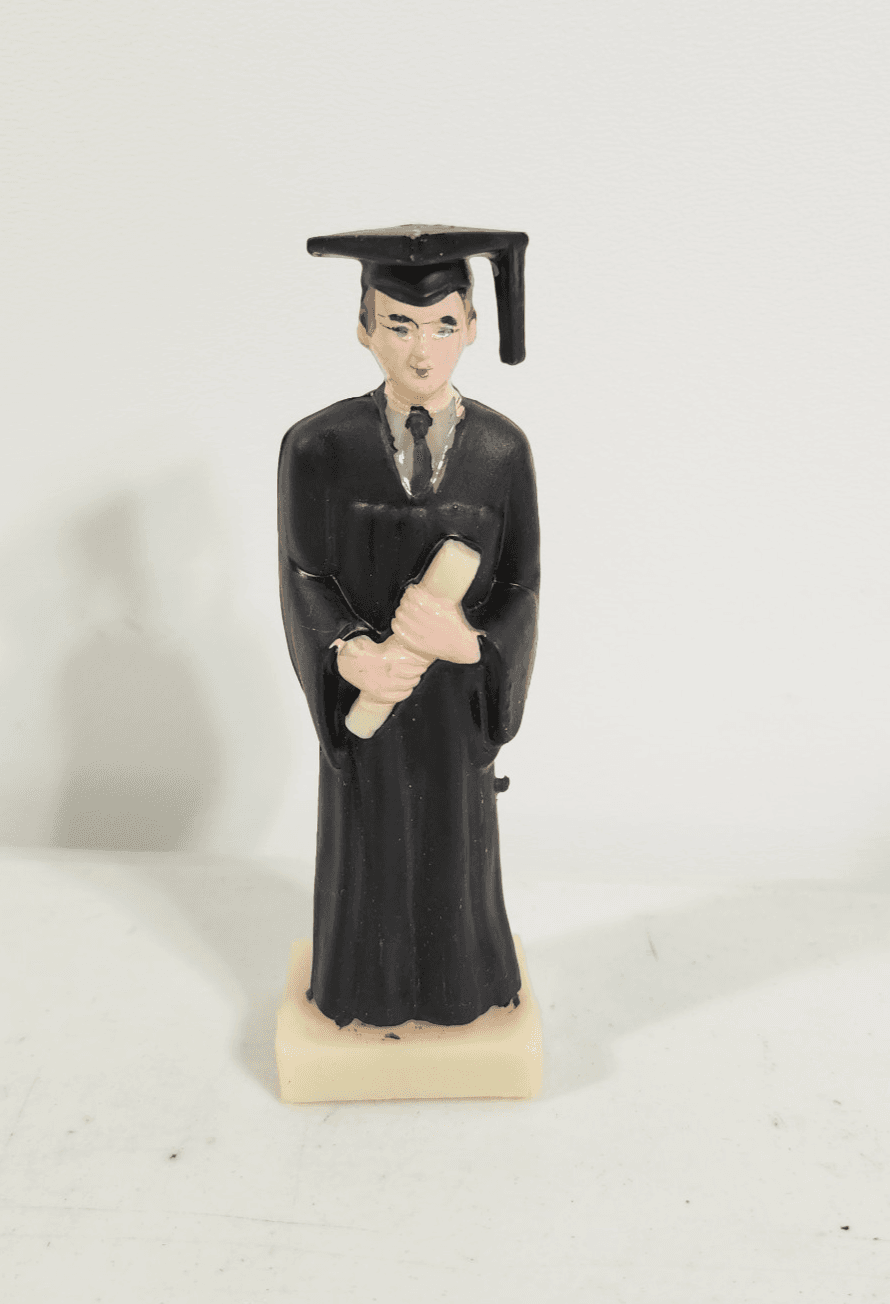 Vintage 4" Graduation Cake Topper Boy 1960's Made In Hong Kong Plastic - Thumbnail 2