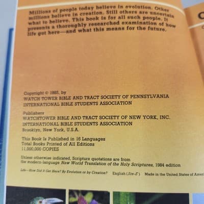 Life How Did It Get Here? By Evolution or Creation 1985 First Edition Watchtower - Thumbnail 2