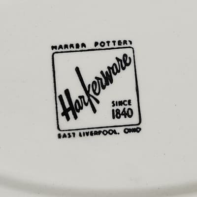 3 Harker Ware Dark Teal Green Serving Plates White Gadroon Edge And 1 Bowl - Thumbnail 9