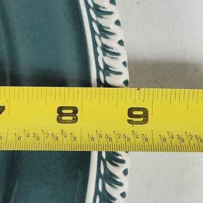 3 Harker Ware Dark Teal Green Serving Plates White Gadroon Edge And 1 Bowl - Thumbnail 13
