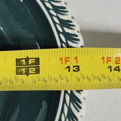3 Harker Ware Dark Teal Green Serving Plates White Gadroon Edge And 1 Bowl - Thumbnail 17