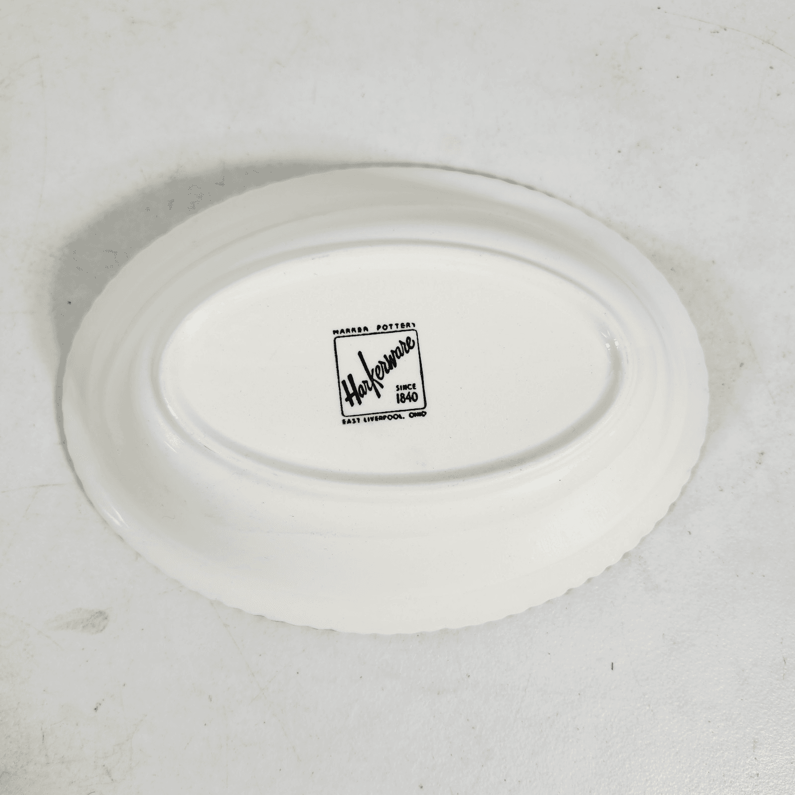 3 Harker Ware Dark Teal Green Serving Plates White Gadroon Edge And 1 Bowl - Thumbnail 8