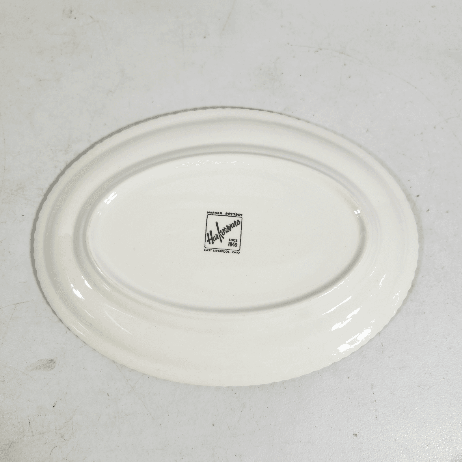 3 Harker Ware Dark Teal Green Serving Plates White Gadroon Edge And 1 Bowl - Thumbnail 15