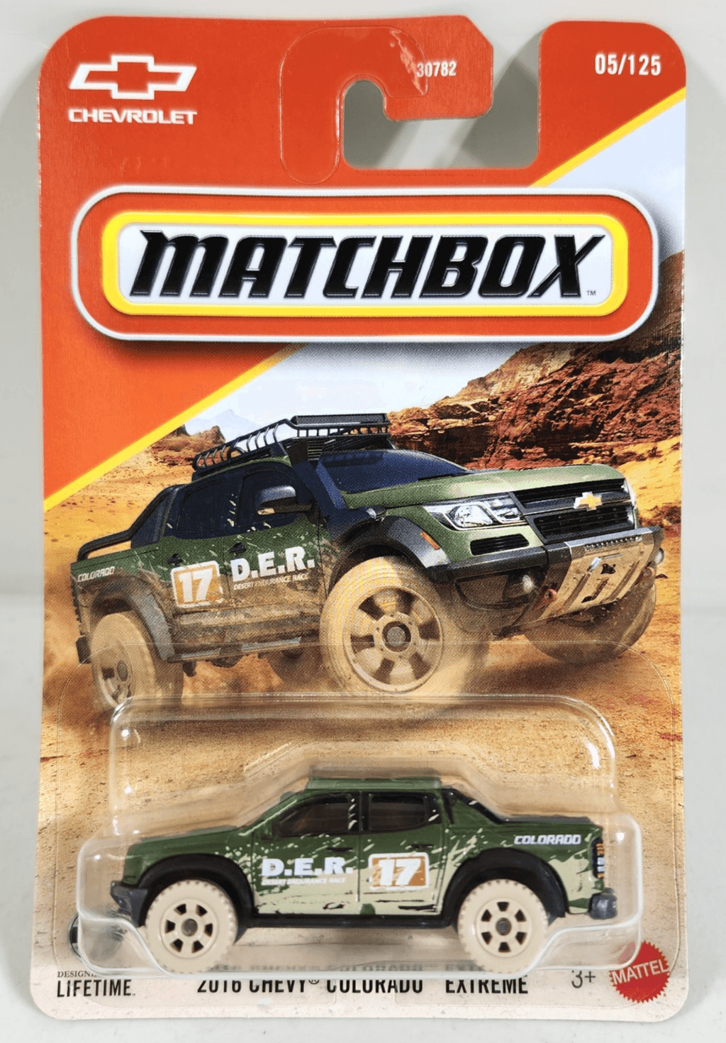 2026 Matchbox 2016 Chevy Colorado Extreme Green Pickup Truck 1/64 Toy Vehicle