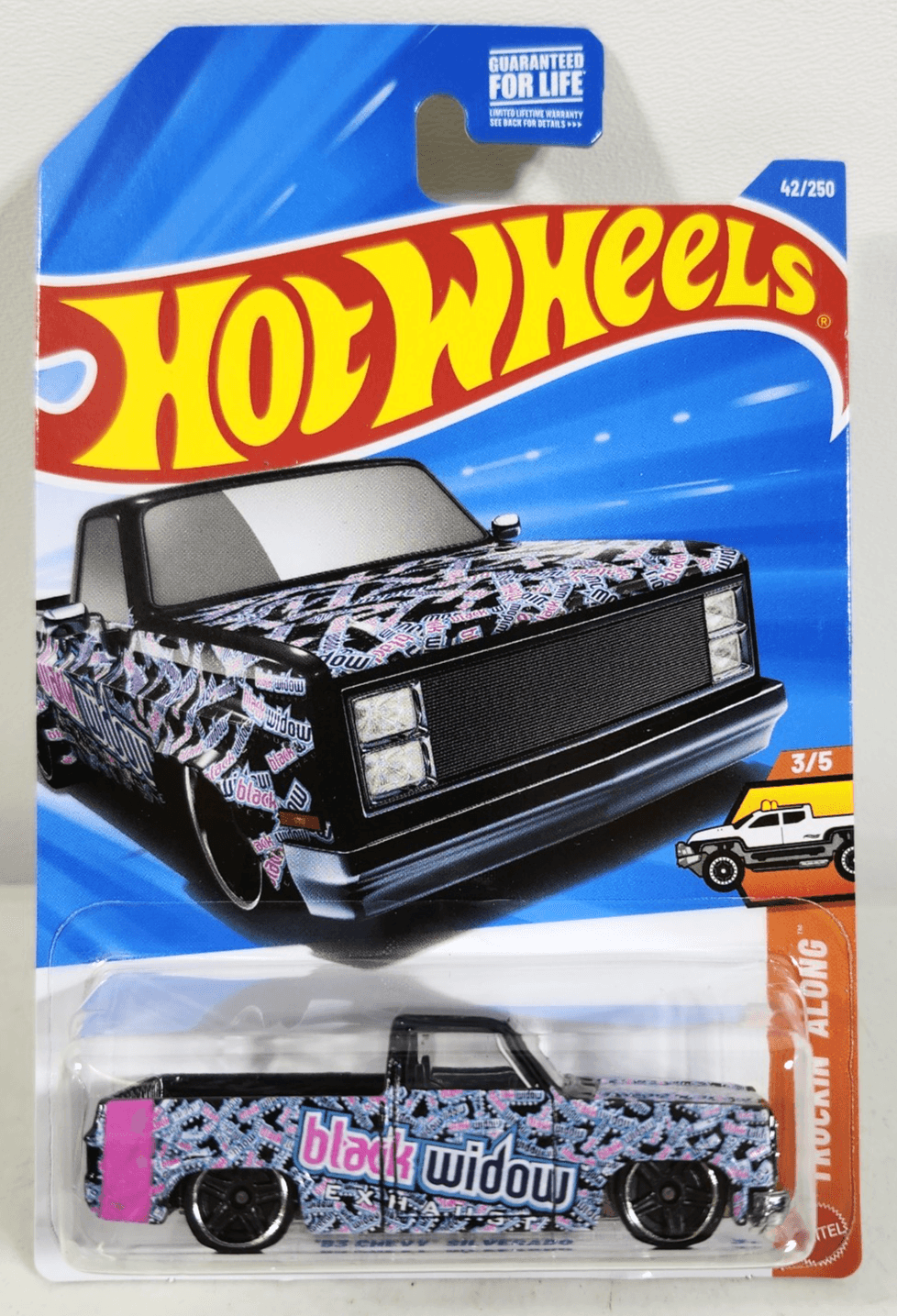 Hot Wheels '83 Chevy Silverado Black Widow Truckin' Along 1/64 Toy Vehicle NEW