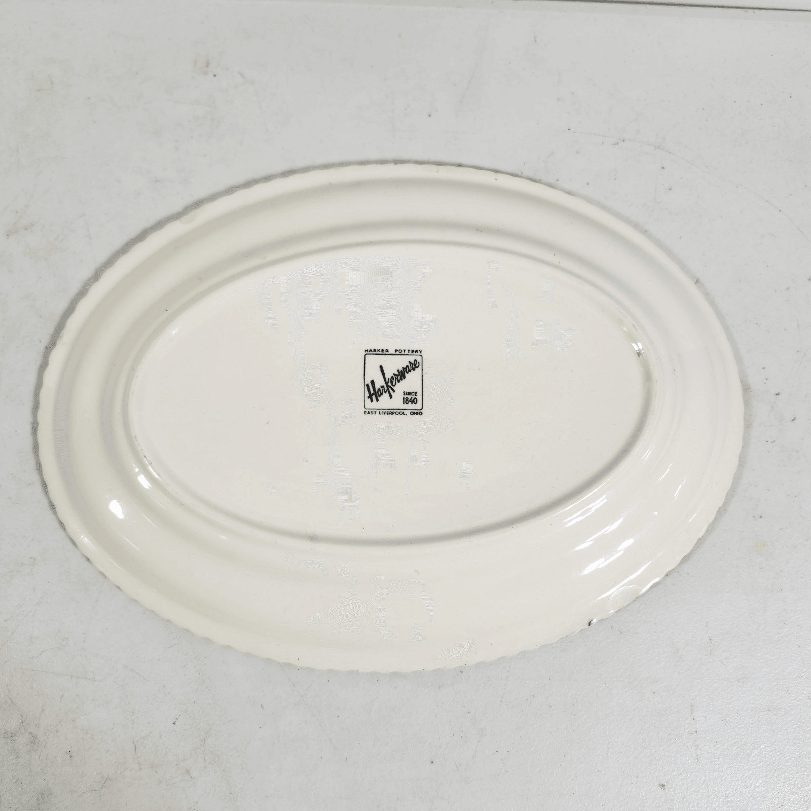 3 Harker Ware Dark Teal Green Serving Plates White Gadroon Edge And 1 Bowl - Thumbnail 20