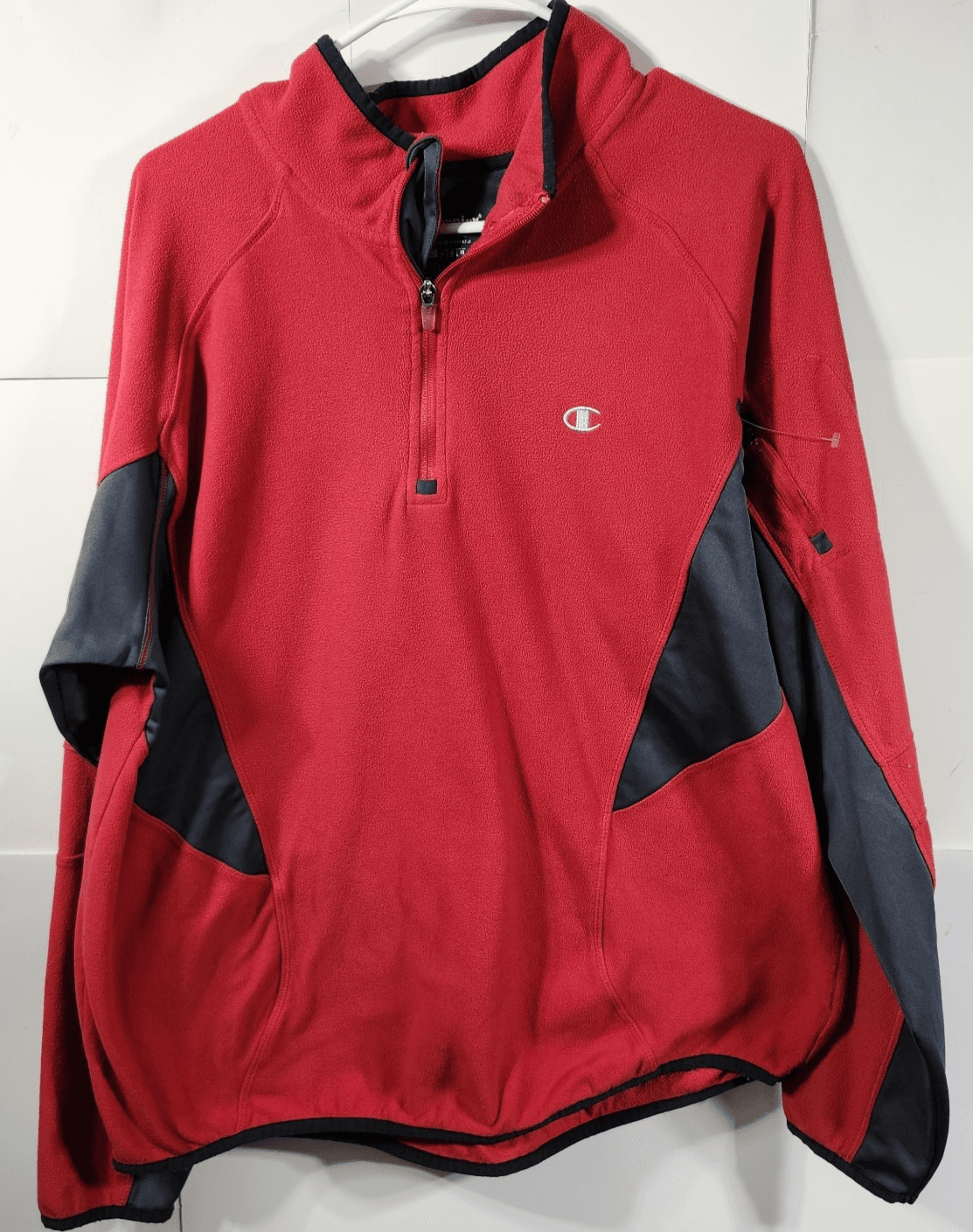 Champion Jacket Mens L Red Black Zip Performance Pullover Sweater Sweatshirt - Thumbnail 5