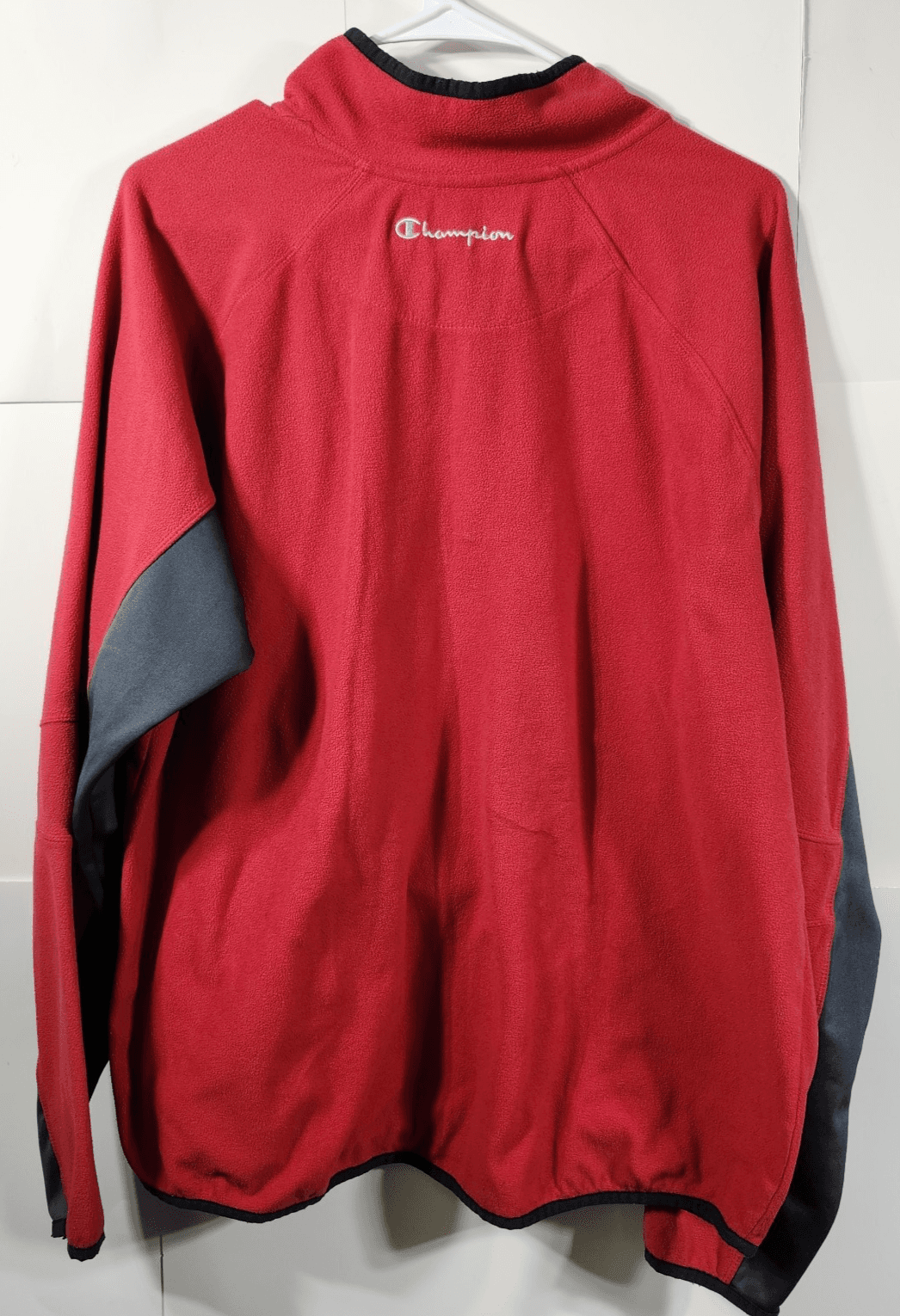 Champion Jacket Mens L Red Black Zip Performance Pullover Sweater Sweatshirt - Thumbnail 4