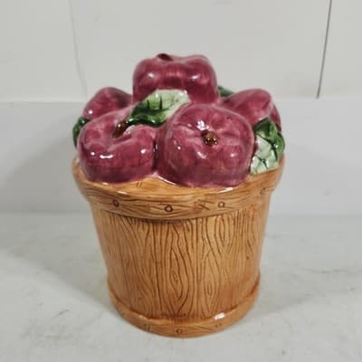 Vintage Young's Apple Basket Cookie Jar Farm Home Decor - Thumbnail 5