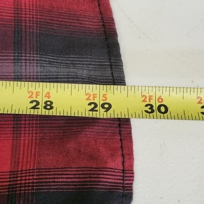 Rock & Republic Men's Size Large Red Black Plaid Button Up Long Sleeve Shirt - Thumbnail 3