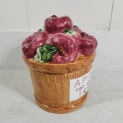 Vintage Young's Apple Basket Cookie Jar Farm Home Decor - Thumbnail 6