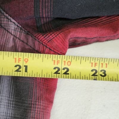 Rock & Republic Men's Size Large Red Black Plaid Button Up Long Sleeve Shirt - Thumbnail 2