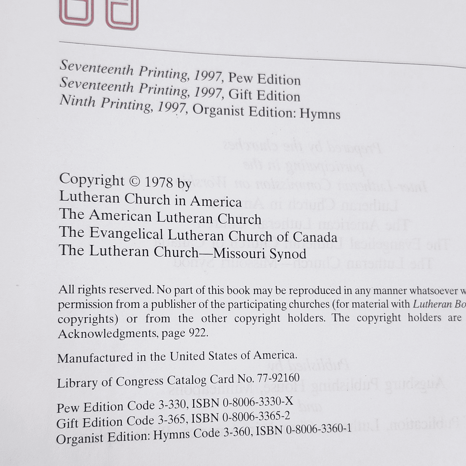Lutheran Book Of Worship 1997 Augsburg Publishing House Hardcover - Thumbnail 2
