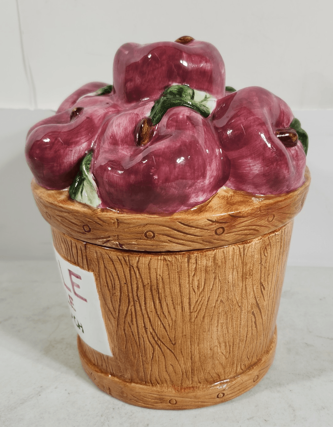 Vintage Young's Apple Basket Cookie Jar Farm Home Decor - Thumbnail 3