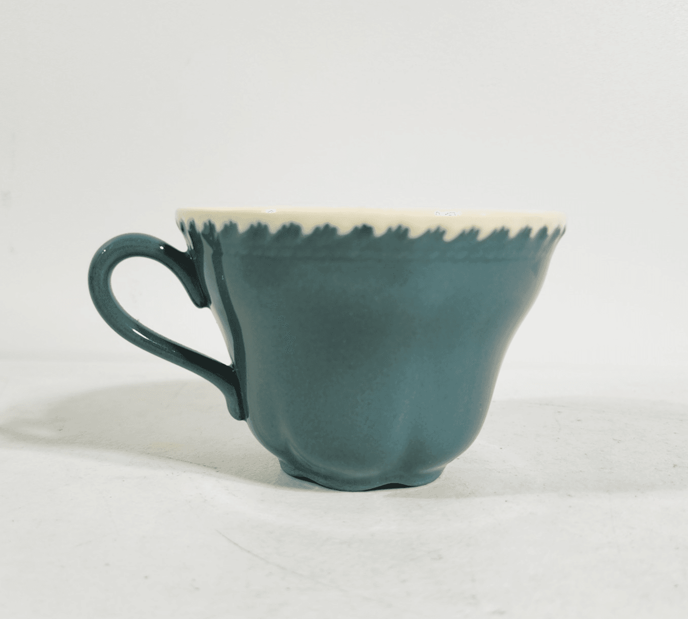 3 Harkerware Harker Corinthian Teacup Teal Ceramic Stoneware Cups - Thumbnail 5