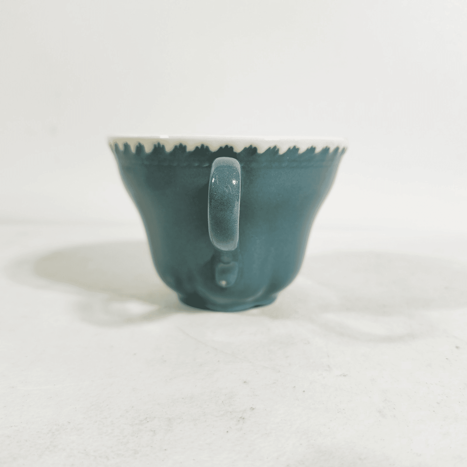 3 Harkerware Harker Corinthian Teacup Teal Ceramic Stoneware Cups - Thumbnail 4