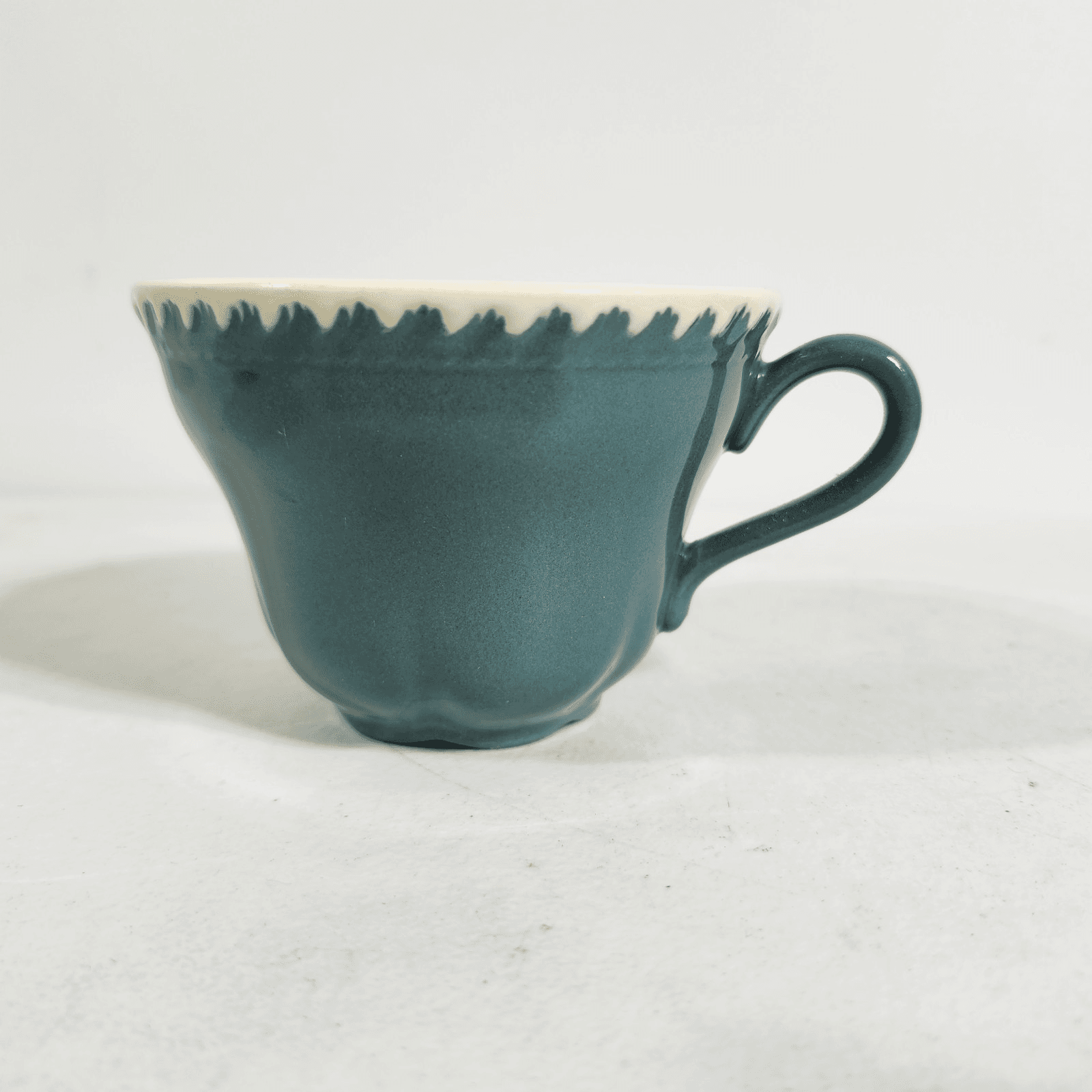 3 Harkerware Harker Corinthian Teacup Teal Ceramic Stoneware Cups - Thumbnail 3