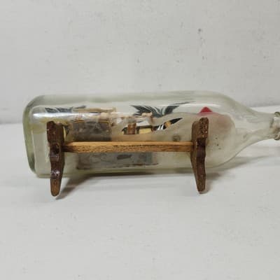 Ship Village Diorama in a Bottle Hut Palm Trees Boat Home Decor - Thumbnail 16