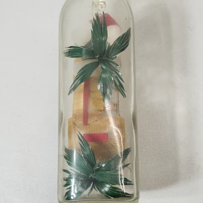 Ship Village Diorama in a Bottle Hut Palm Trees Boat Home Decor - Thumbnail 7