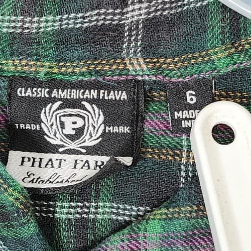 Vintage Phat Farm Boy’s Button Up Shirt Size 6 Green Plaid - Thumbnail 7